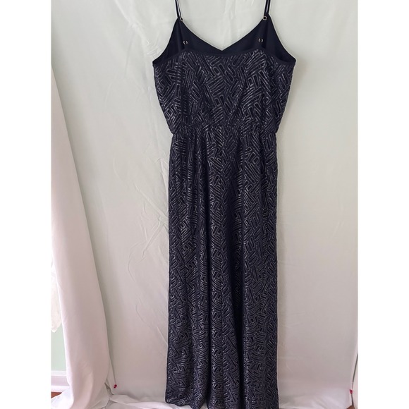 Lilly Pulitzer Womens XL Maxi Dress Navy Blue‎ Silver Geometric Sleeveless - Picture 5 of 5